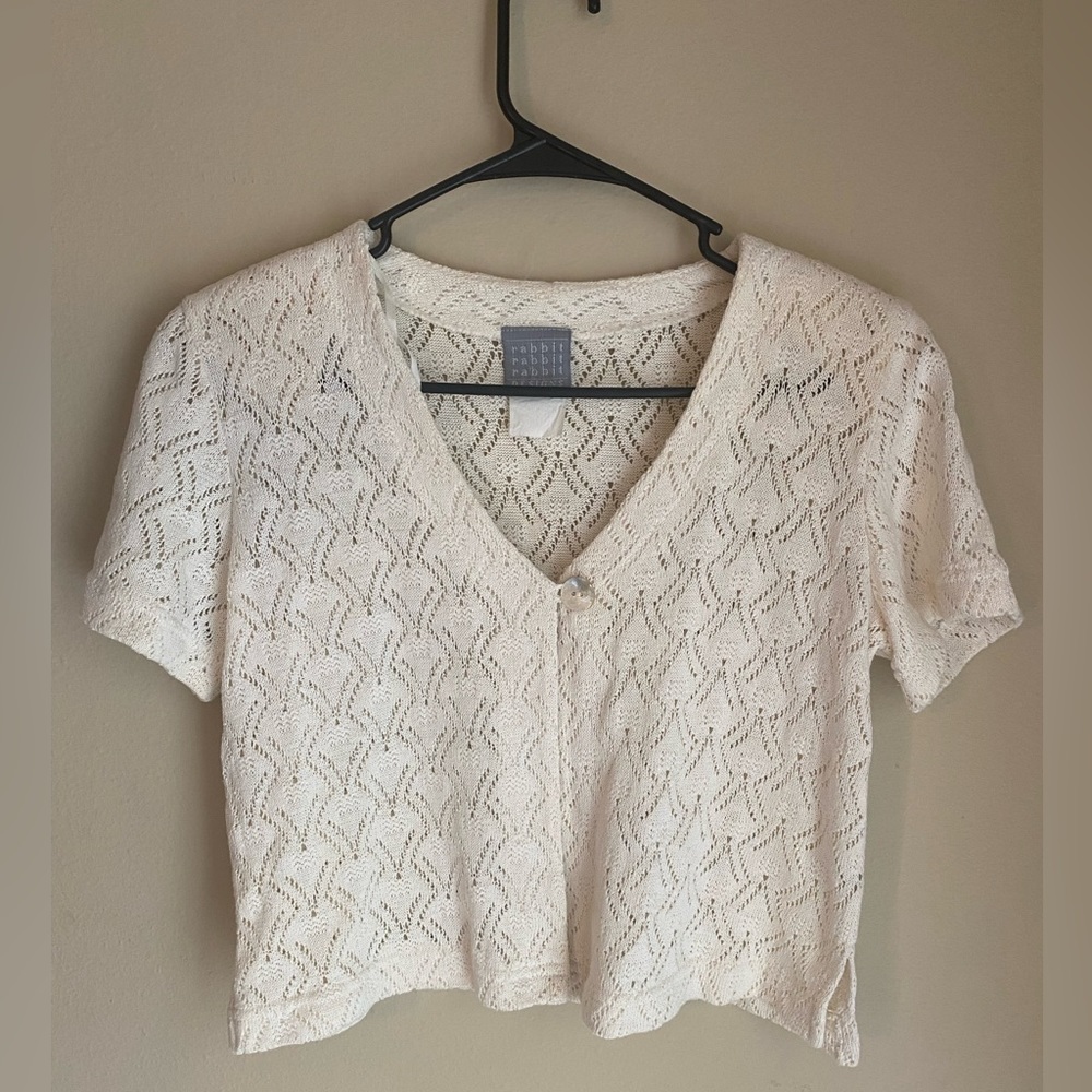 Vintage rabbit rabbit rabbit crochet style sweater